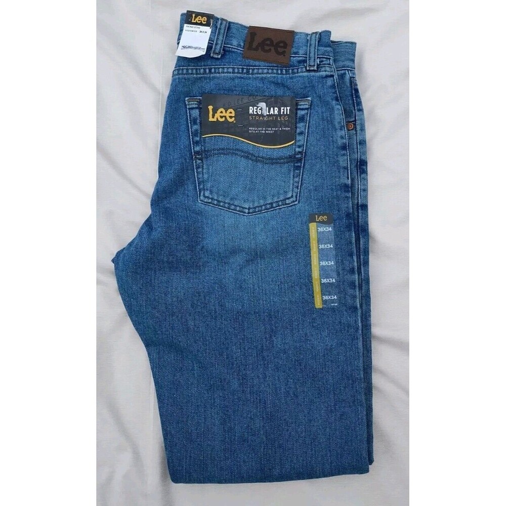 Lee Men's Heavyweight Vintage Stone Denim Regular Fit Straight Leg  36x34 NWT